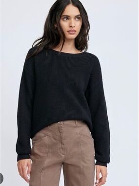 Aritzia Black Waffle-Knit Crewneck Sweater